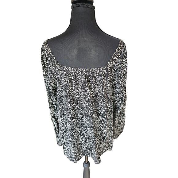 Black & White spots With Square Neck Peasant Blouse Old Navy L Boho Puff Sleeve - Picture 9 of 9